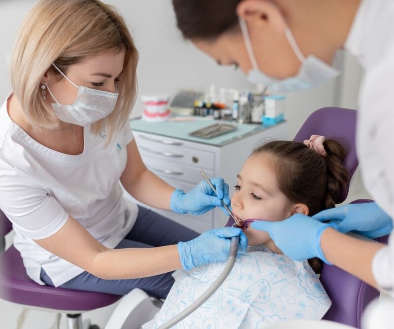 Child to the dentist. Child in the dental chair